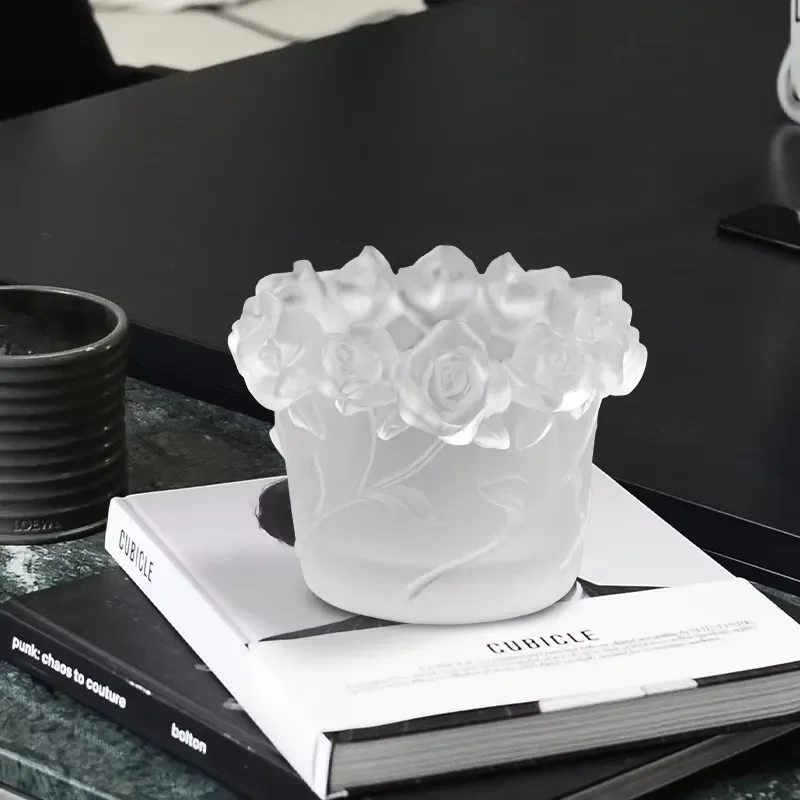 Best-selling glazed crystal candle holder personalized rose candle holder wedding candle glass jar