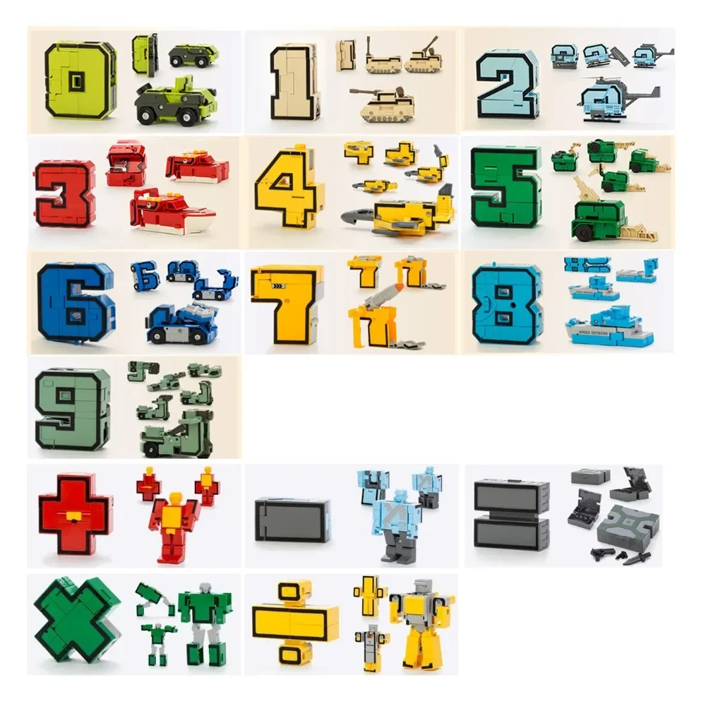 Assemble Robots Transformation Action Figure Car Model Deformation Number Letters Alphabet Math Educational Children Toys