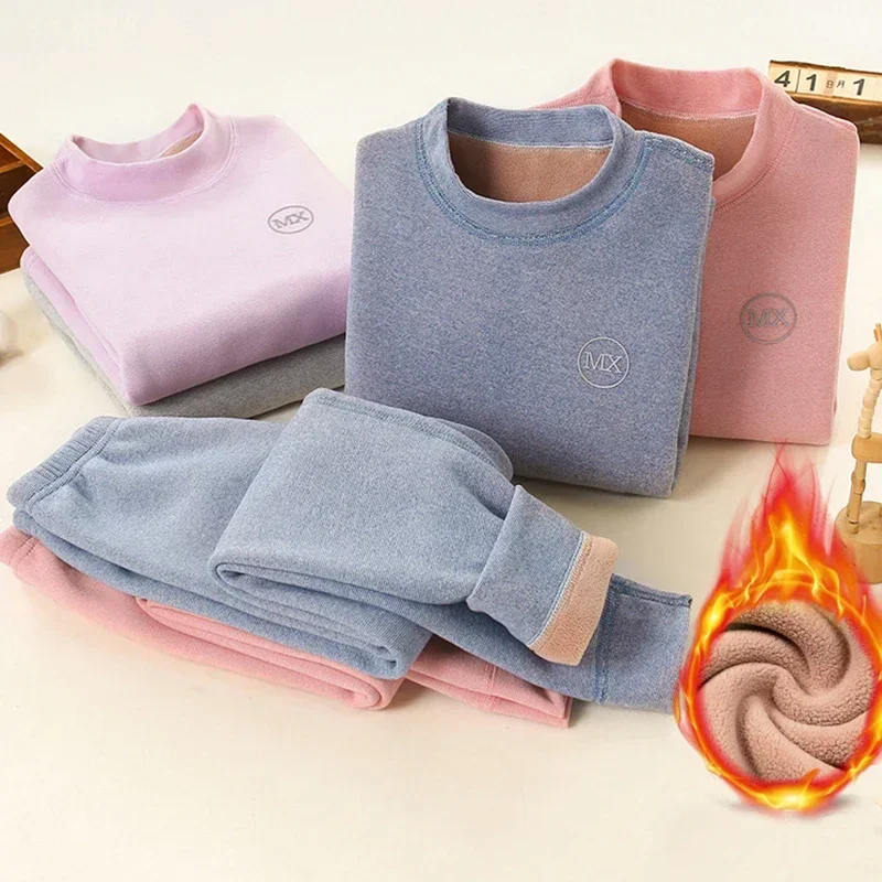 

Зимние теплые плюшевые пижамы для мальчиков и девочек, термоосновной слой, домашняя одежда, детская одежда, детский комплект термобелья из маслянистого флиса