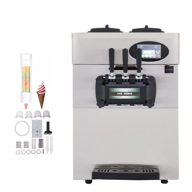 

Luxury Commercial Three Color Soft Ice Cream Machine Table Top 3 Flavors Ice Cream Making Vending Machine