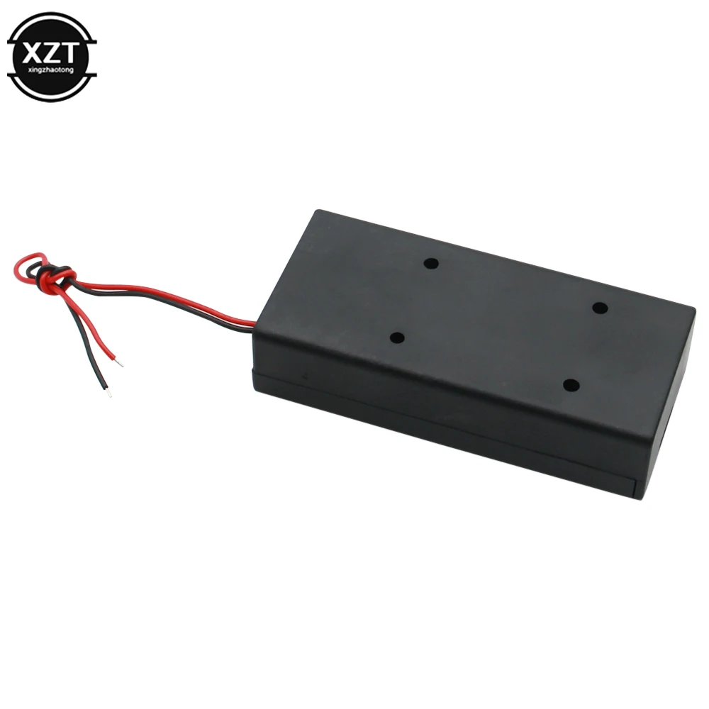 DIY ABS 7.4V Battery Box Fully Enclosed With Cover Switch 2 Sections 18650 Lithium Battery Compartment 2 Slots