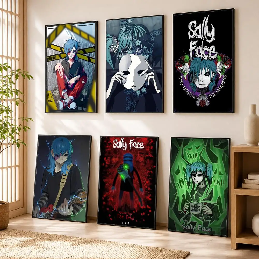 Game S-Sally Face Poster Modern Home Living Bedroom Bar Hallway Waterproof Wall Art Aesthetic Decor