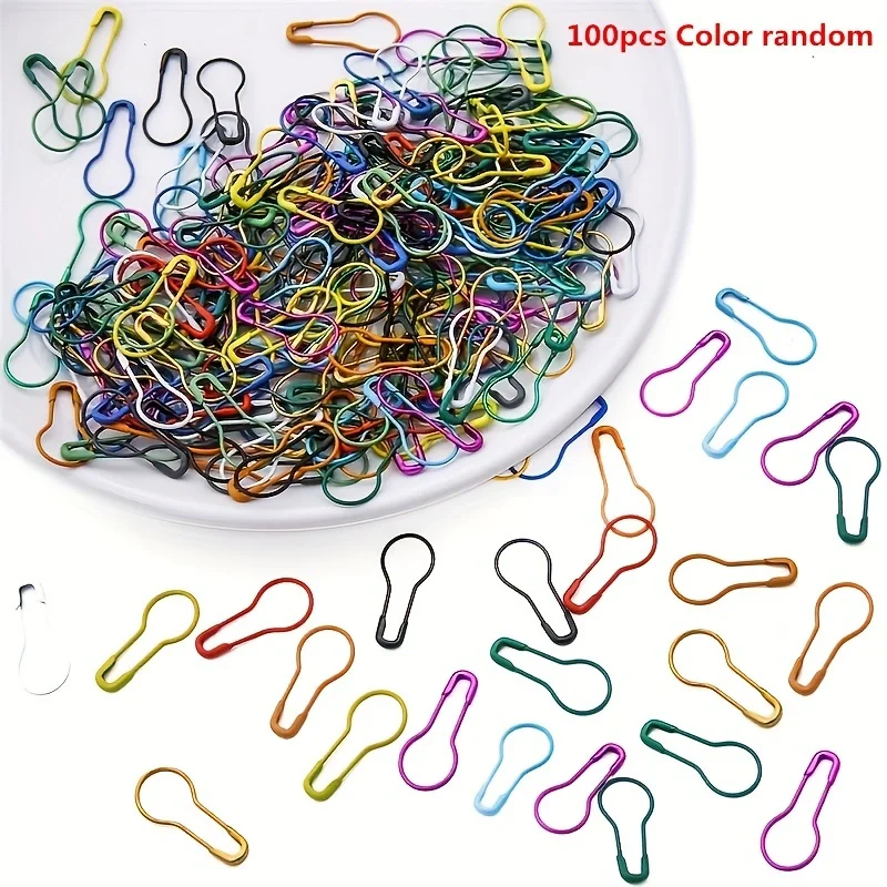 100pcs Mix Safety Pins Metal Gourd Pins Crochet Locking Knitting Cross Stitch Marker Tag Clips Hangtag DIY Sewing Tools Needle