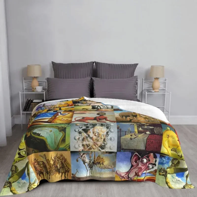 

Fleece Salvador Dali Collage Decke warme Flanell abstrakte spanische Surrealismus Künstler Decken für Büro Sofa Tages decken