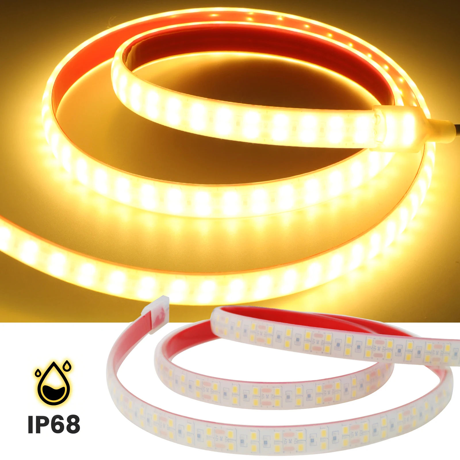 Waterproof IP68 12V 24V LED Strip Light 1-20m 2835 240LEDs/m Warm Natural White Flexible Ribbon Tape for Kitchen Bedroom Garden