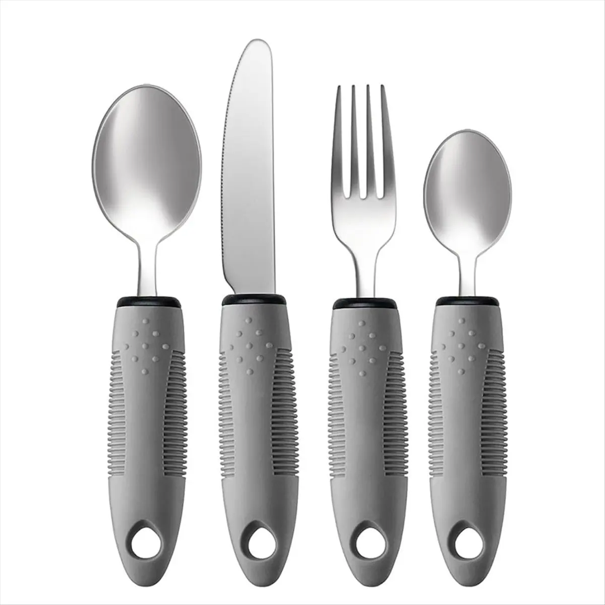 HITL Adaptive Utensils Set, Adaptive Utensils 4pcs for Hand Tremors,Elderly, Arthritis,Parkinsons-Built Up Utensils