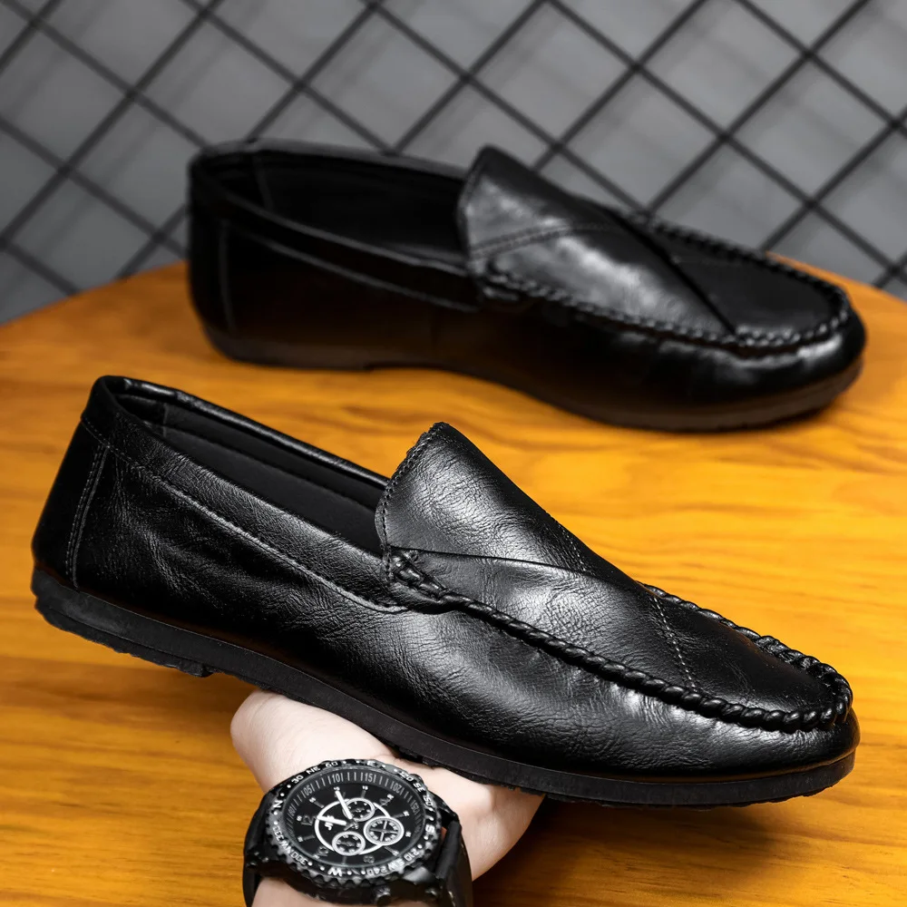 Fashion Men Shoes Genuine Leather Casual Shoes Men Loafers Luxury Male Slip on Driving Footwear Moccasins Man Light Soft Flats