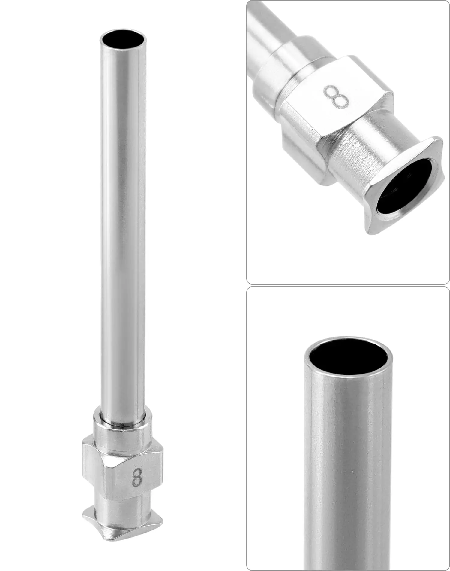 Aiguilles à pointe arrondie en acier inoxydable industriel 304, 1,5 pouce, 8-30G, 12 pièces/boîte, entièrement métalliques, pour la distribution de colle.