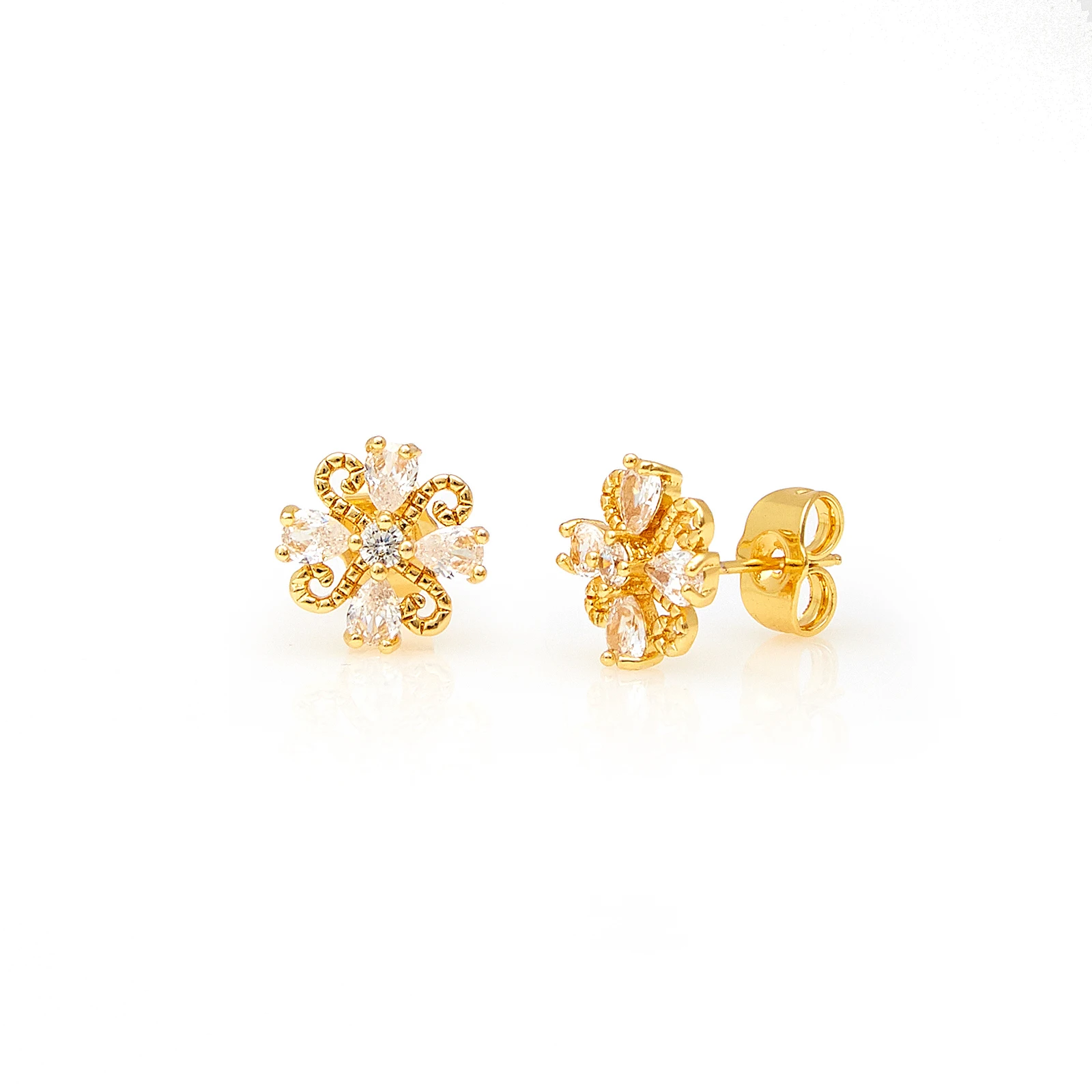 

YTJX Jewelry Women's Cute Mini Snowflake Earstuds Copper Gold Plated with Shining Zircon for Daily Wedding Exquisite Gifts