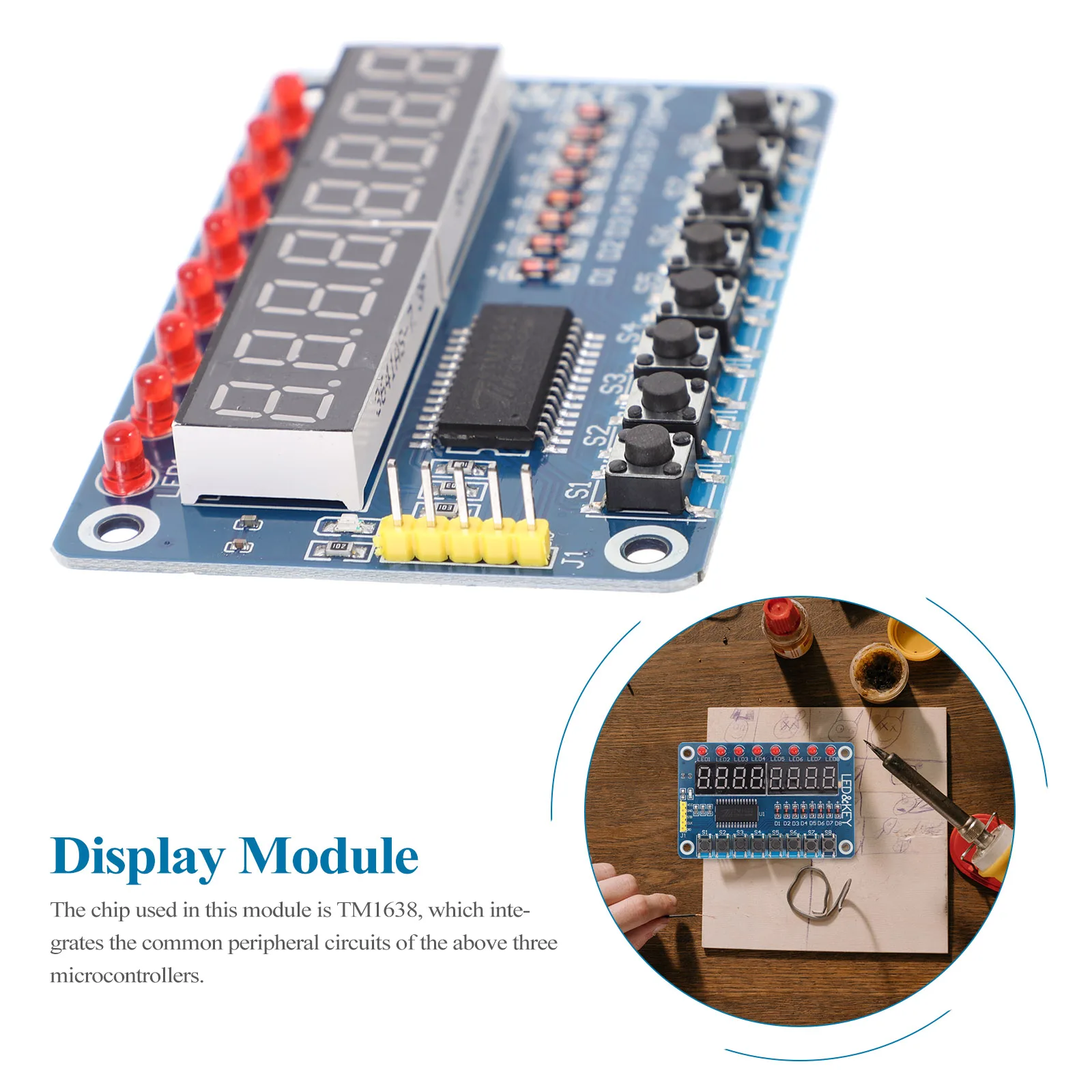 

4pcs 8 Bit LED Digital Tube Display Module TM1638 Microcontroller Keys High Voltage Drive Practical Design Network Product