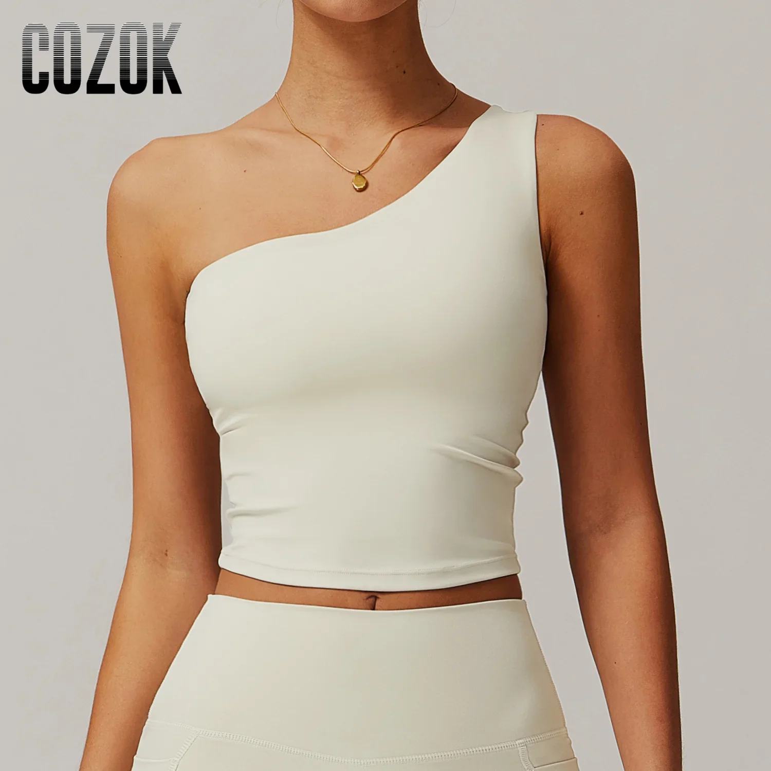 Kamizelka do jogi na jedno ramię Damski biustonosz sportowy Odporny na wstrząsy top do biegania Fitness Szybkoschnący wyściełany podkoszulek treningowy Bielizna modelująca