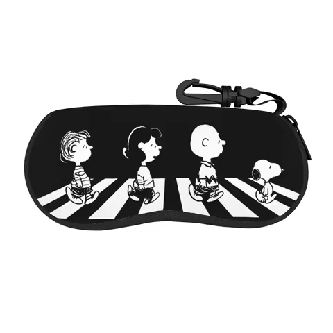 Vintage Rock Tees Group Walk Snoopys Glasses Case Unisex Anti-Fall Zipper Glasses Protector Print Eyeglasses Box