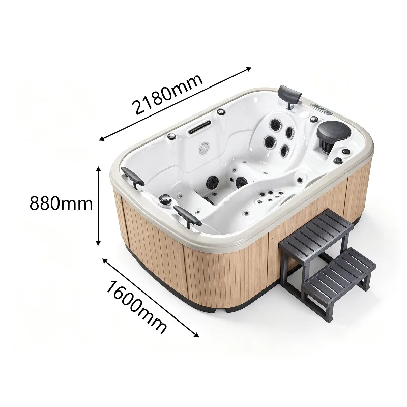 Luxury Spa Bath Europe Hydrotherapy Acrylic Outdoor Hot Tub Whirlpool Bathtub Convenient Massage Function Air Jet Bath
