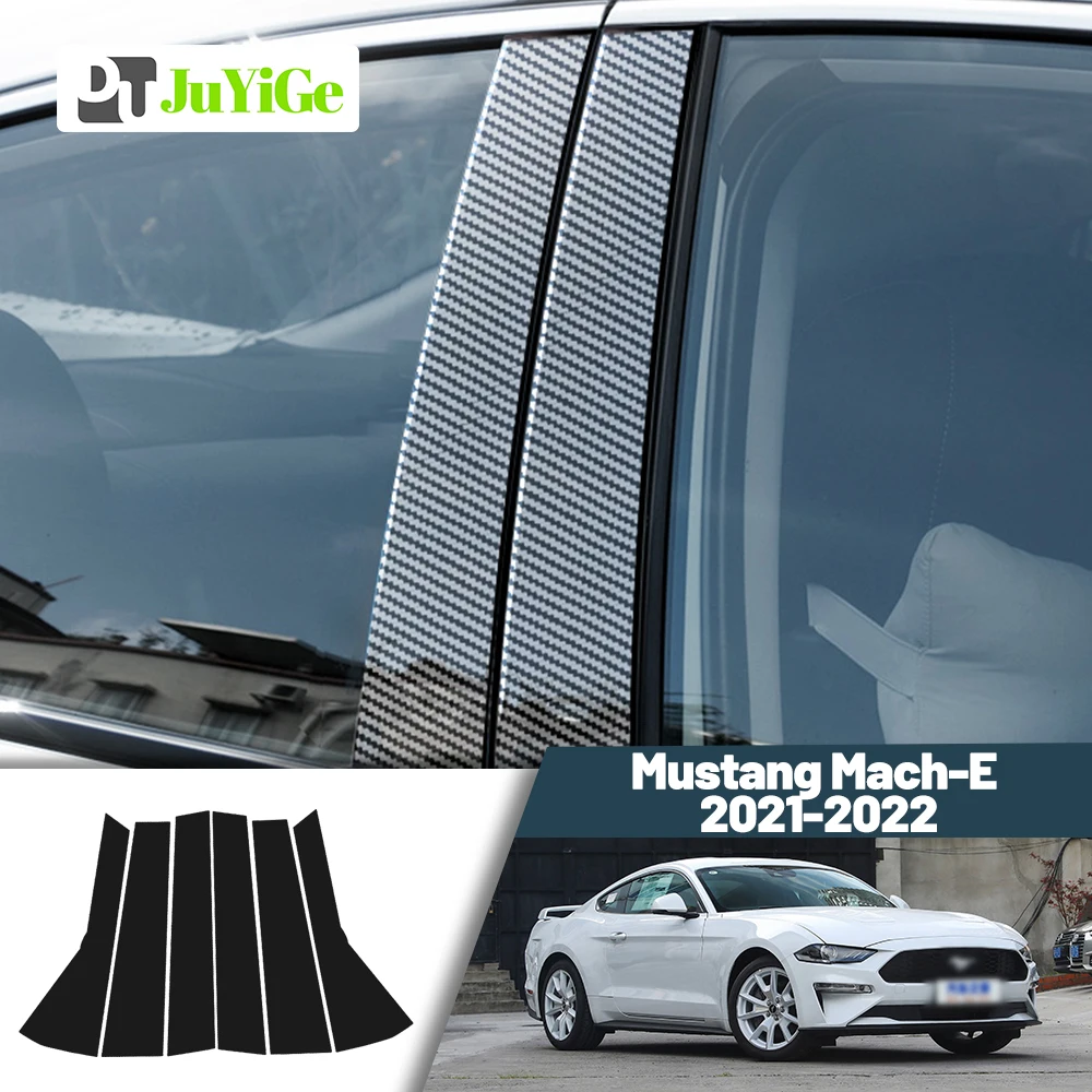 

Glossy Black Carbon Fiber Window Door Deal B C Pillar Post Cover Sticker For Ford Mustang Mach-E Mach E 2021-2022