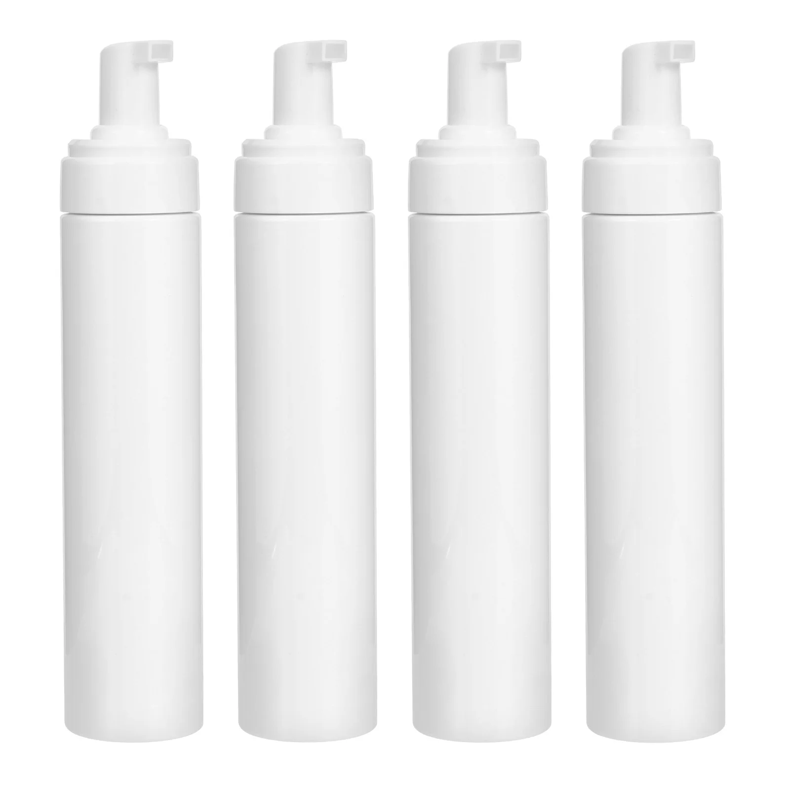 

4 Pcs Bottle Dispenser 250ml Foam Shower Gel Foaming Dispensing 24x47x47cm White Refillable Pump Travel