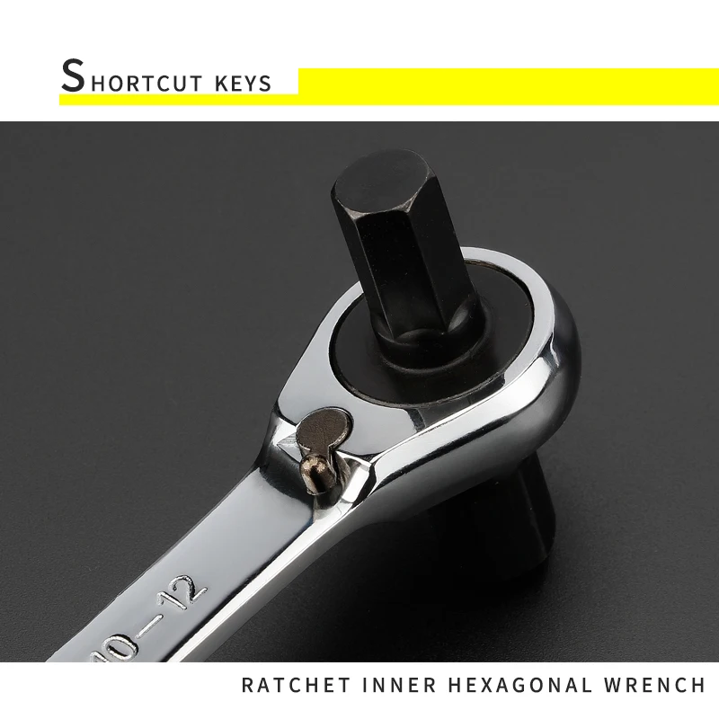 4-in-1 Quick Ratchet Hex Wrench Set - Hexagonal Spanner with 4 Head Sizes (2-4-2.5-4.5, 3-5-3.5-5.5, 4-5-6-8, 10-12-14-17)