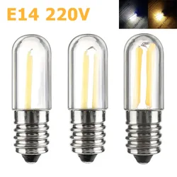 2pcs/lot Mini E14 LED Filament Bulb Dimmable 1W 2W 4W E14 220V LED Lamp Cool/Warm White LED COB Fridge Filament Light for Home