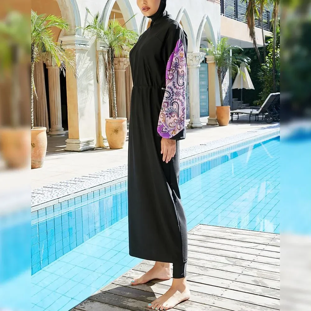 

Burkini Femme Muslim Swimwear Women 2026 Long Sleeve Swimsuit Islamic Swimming Suit Modest Robes Plain Swimwear with Hijab Wear