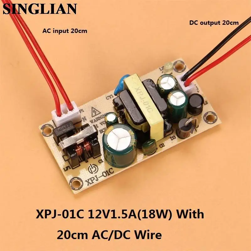 AC-DC 12V1.5A 5V2A Switching Power Supply Module Bare Circuit 110-240V To 15V 12V 9V 5V Board Regulator With Plug Terminal Wire