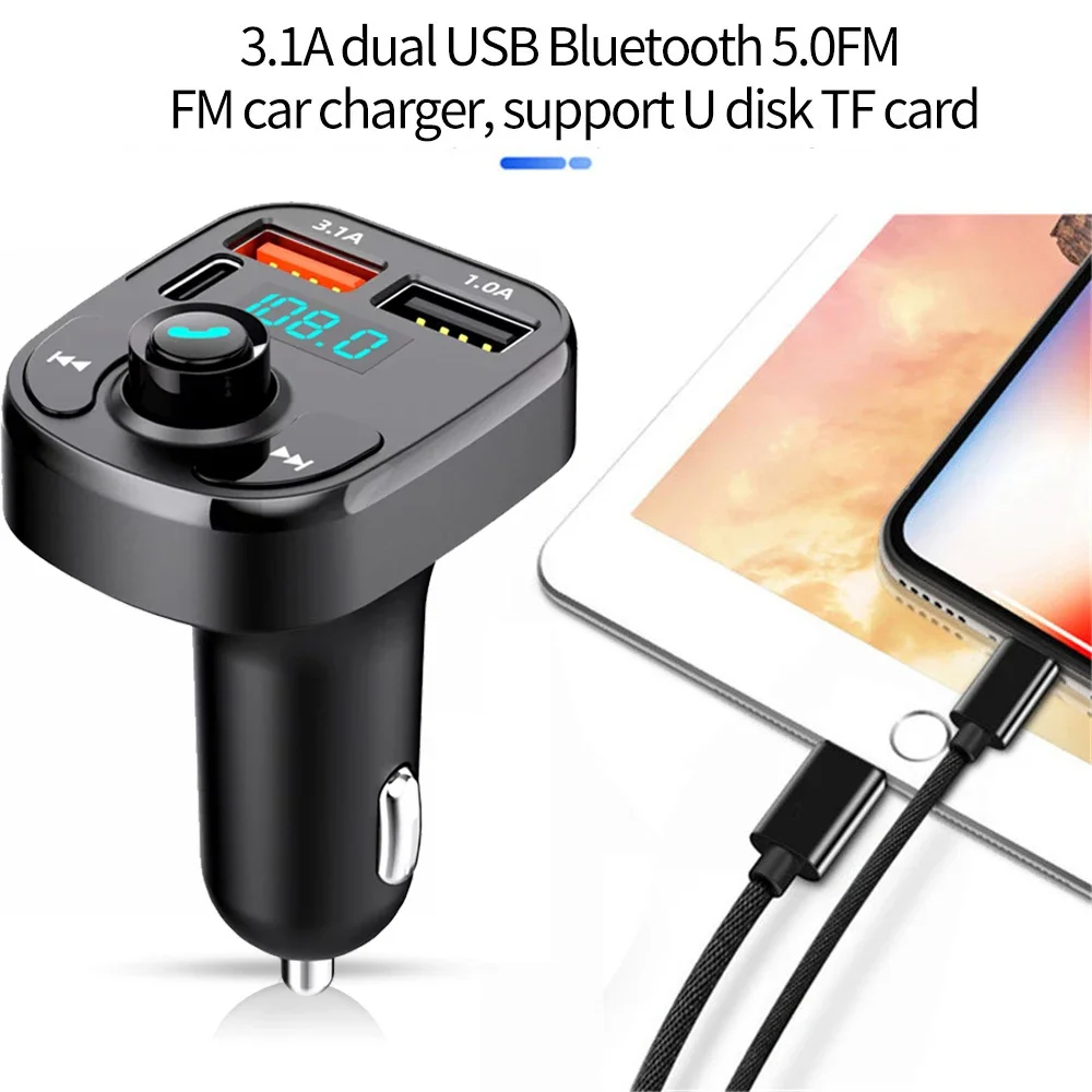 Bluetooth 5.0 Car Charger FM Transmitter Audio Dual USB Car MP3 Player Autoradio Handsfree Charger Fast Charger Car Accessories gallery 2