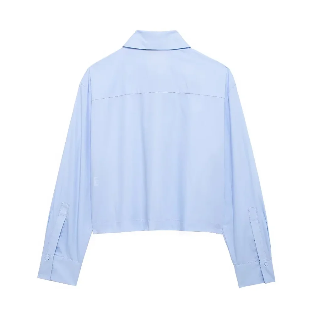 2024 RARA Autumn/Winter New Product Women's Wear Jewelry Decoration Poplin Long Sleeve Collar Short Shirt