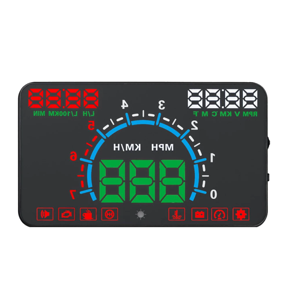 

E350 Автомобильный HUD Проекционный дисплей OBD2 Цифровой спидометр Проектор на лобовом стекле Сигнализация превышения скорости Температура воды Об/мин Напряжение