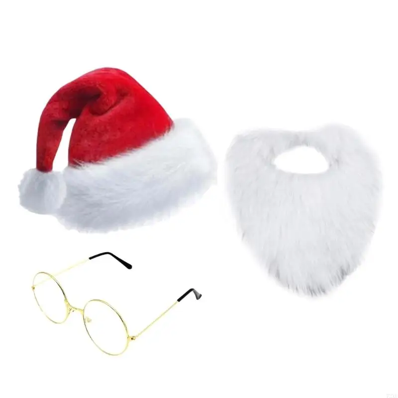 72XE Kostium Świętego Mikołaja dla kobiet mężczyzn Strój Świętego Mikołaja Świąteczne przebieranie Świętego Mikołaja Akcesoria