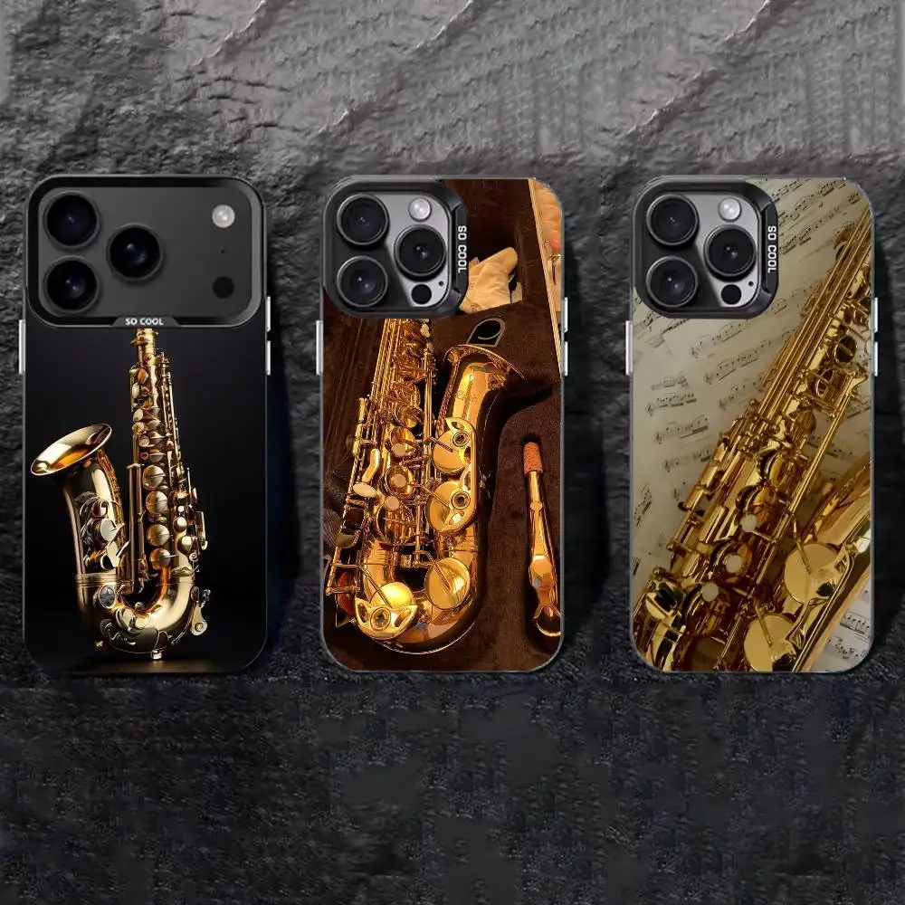 

Saxophone Music Phone Case For iPhone 17,16,15,14,13,12,11 Plus,Pro Max,XS,Colored silver phone case