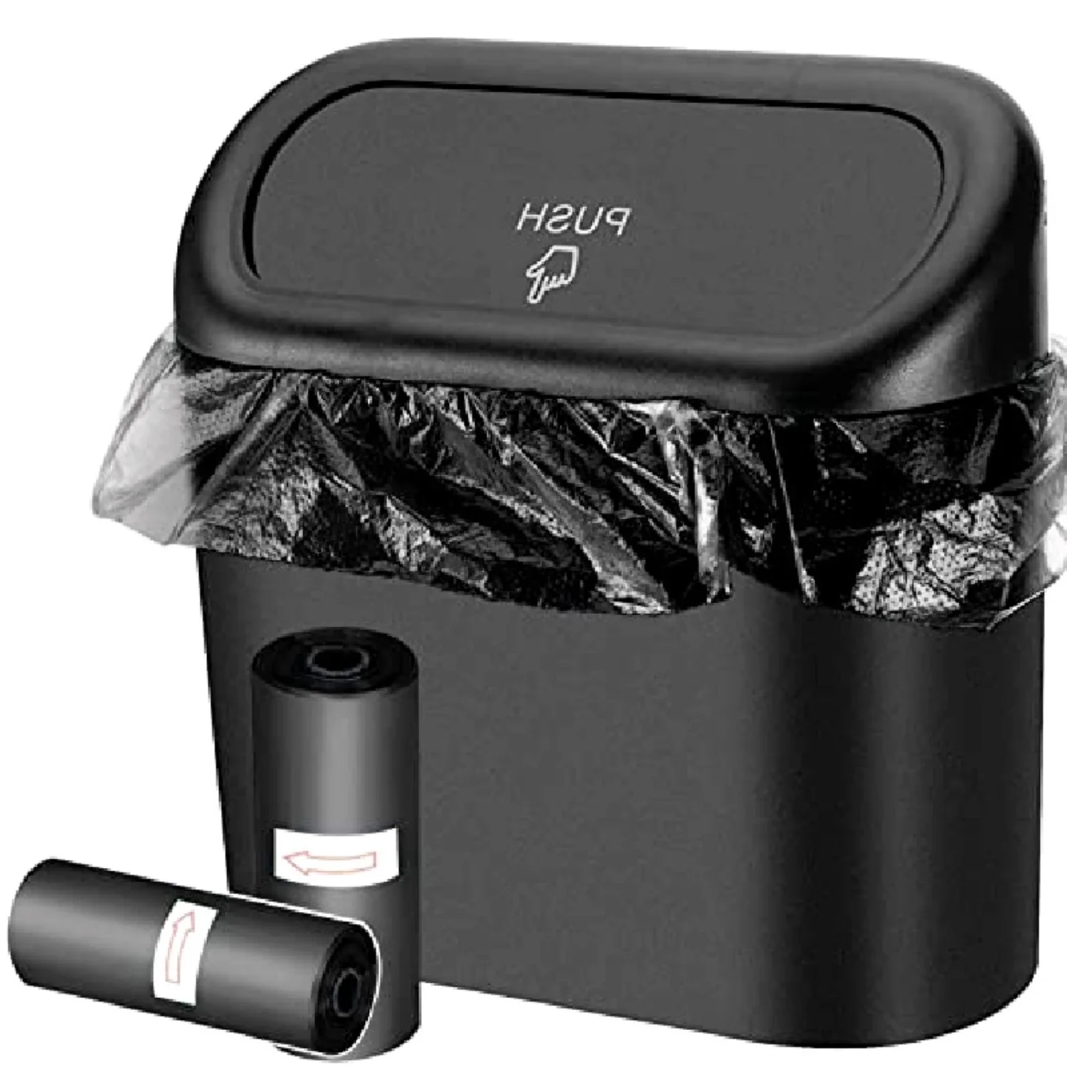 Leak-proof and Compact Mini Car Trash Can with Secure Lid - Complete Auto Accessory Set for Clean and Tidy Vehicles - Includes 2