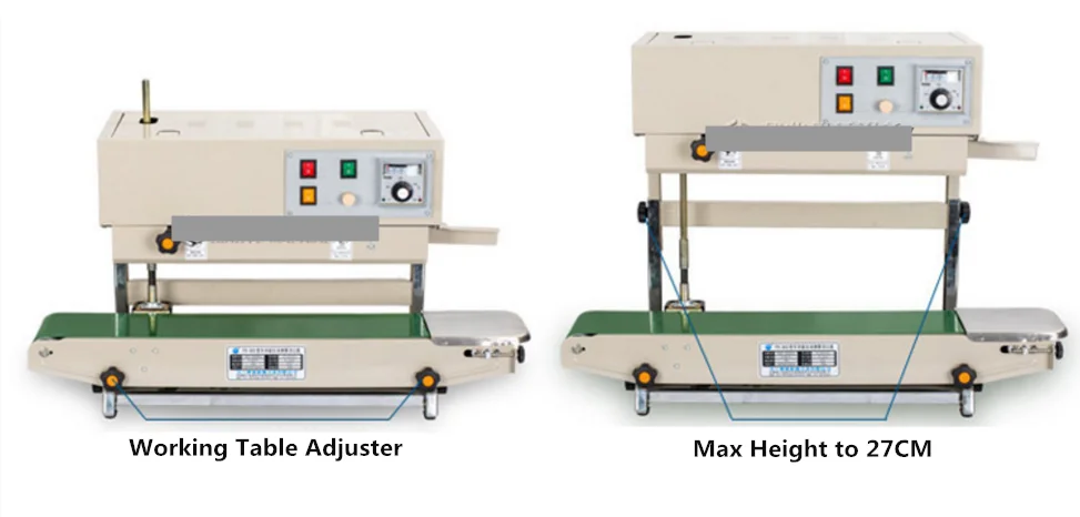 FR-900V Continuous Vertical Film Band Sealer Machine Plastic Bags Automatic Foil Pouch Sealing Machine with Date Printing
