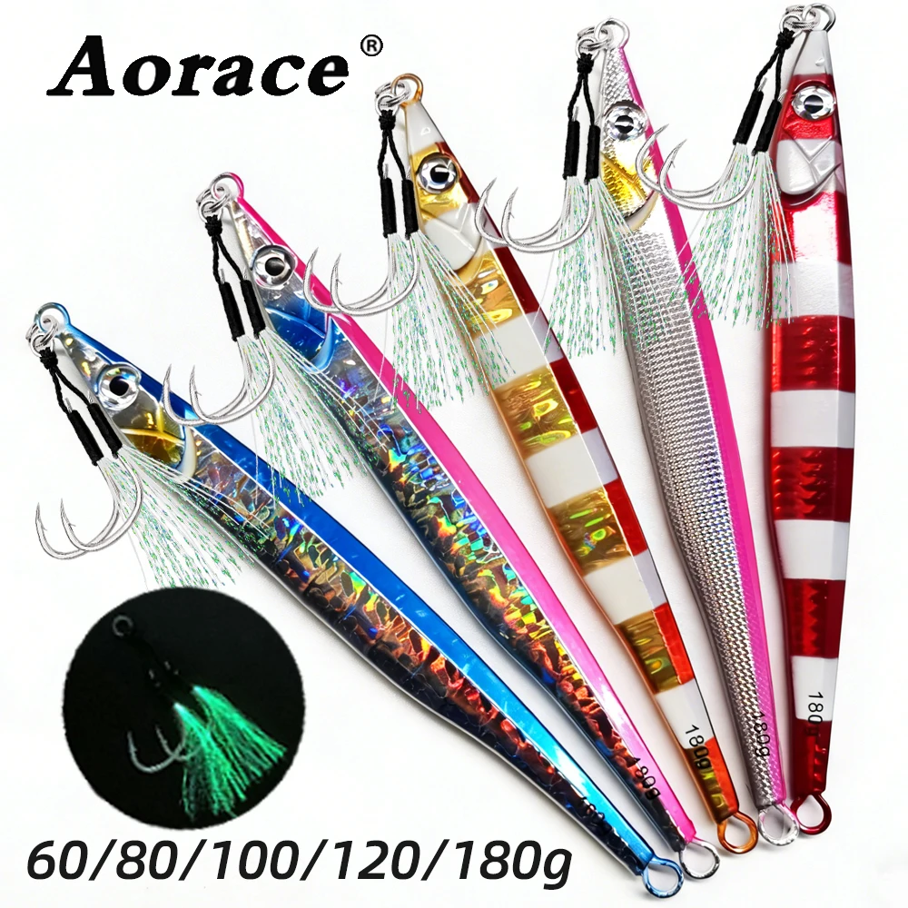 Aorace 60g 80g 100g 120g 180g Schnell Sinkende Jigs Weitwurf-Metalljig Ufer-Jigging-Köder Salzwasser-Angelköder