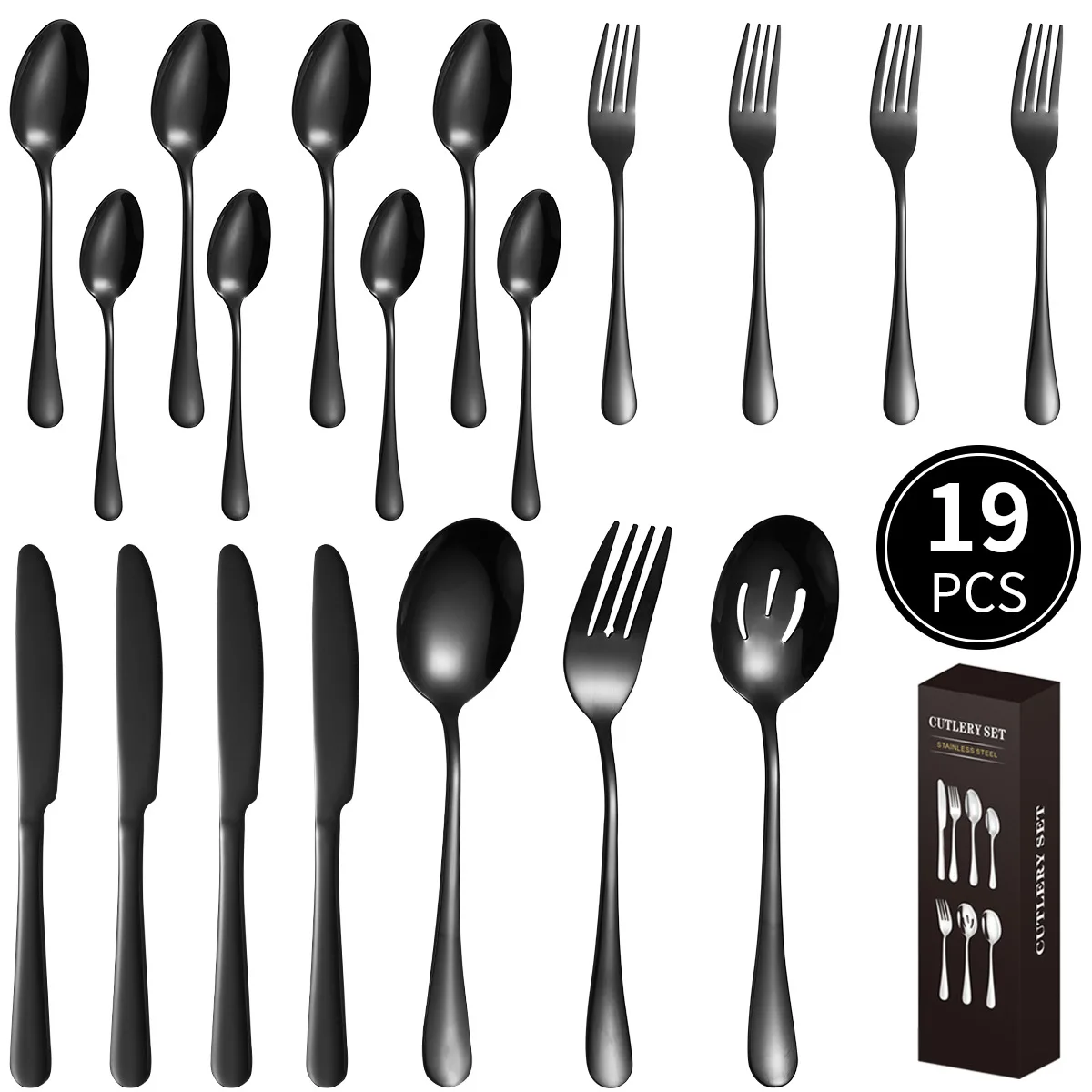 

Stainless Steel Tableware Set Western Food Steak Knife and Fork Spoon Service Spoon and Fork Vegetable Spoon Color Box Set