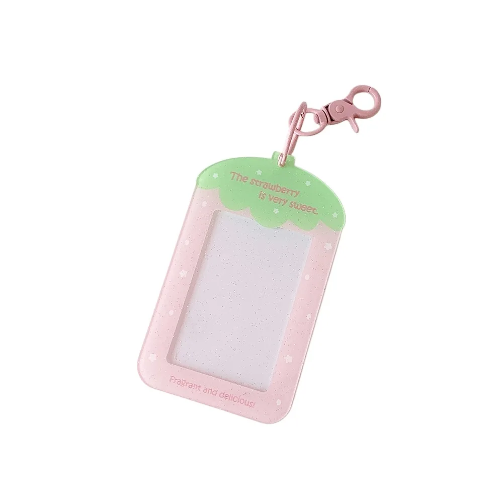 with Keychain Acrylic Photocard Holder Fruit Strawberry Ball Pendant Idol Card Display Protector Card Cover Idol Photo Card