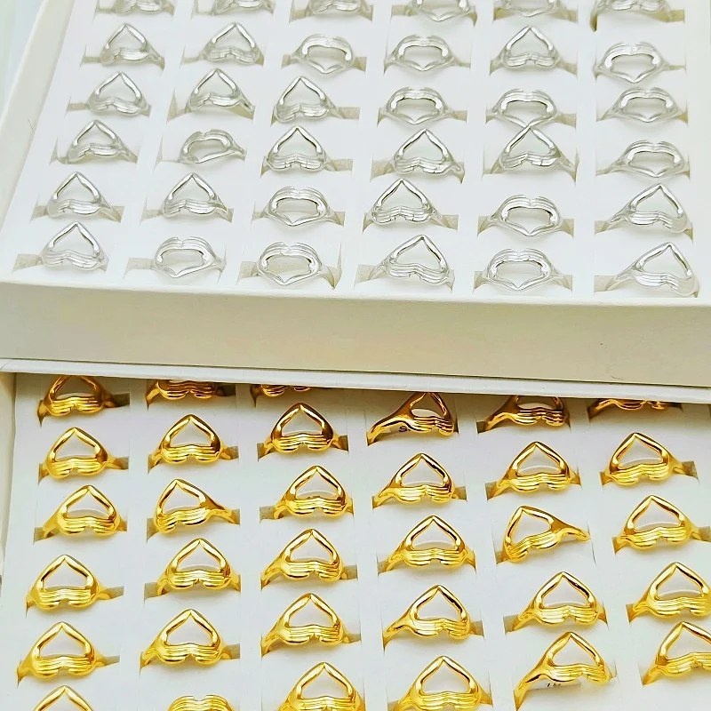 36pcs/Lot Stainless Steel Rings Wholesale for Men and Women Embrace Rings Fashion Finger Decoration Size Adjustable