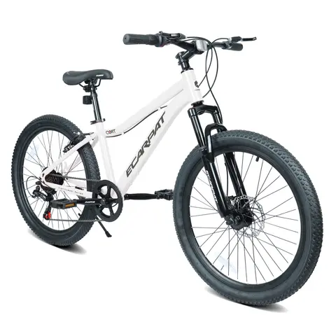 24 Inch Youth Mountain Bike with 7 Speeds & Front Suspension Durable Steel Frame, Alloy Rims & Disc Brakes For Boys and Girls in Multiple Colors