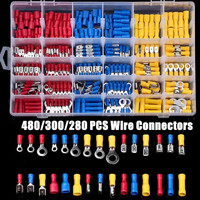 480/300/280PCS Insulated Cable Connector Electrical Wire Crimp Spade Butt Ring Fork Set Ring Lugs Rolled Terminals Assorted Kit