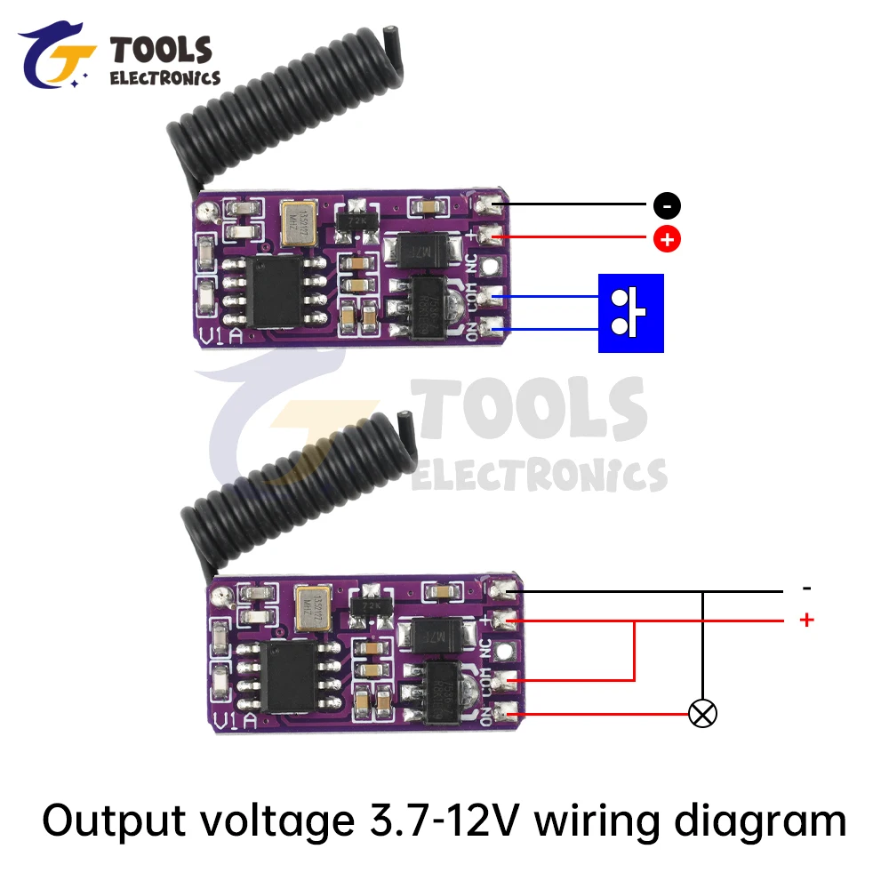 DC3.7-12V 433MHZ Ultra Micro Mini Jog Pulsante Relè di ripristino Modulo interruttore di telecomando senza fili Inching/interblocco/autobloccante