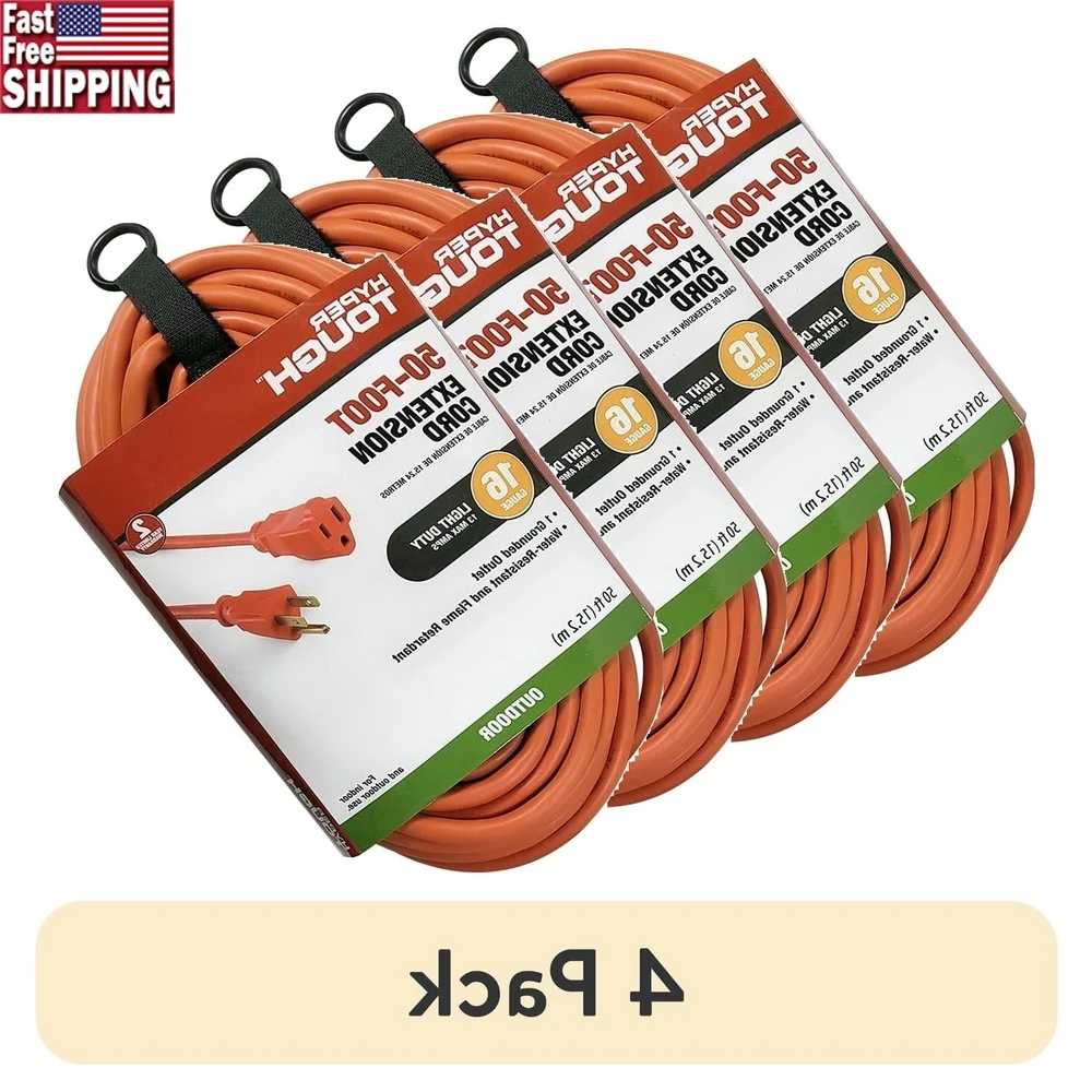 

Outdoor Extension Cord 50FT 16AWG 3 Prong Single Outlet Heavy Duty Indoor Outdoor Use 13A 125V ETL Listed Safety Strap