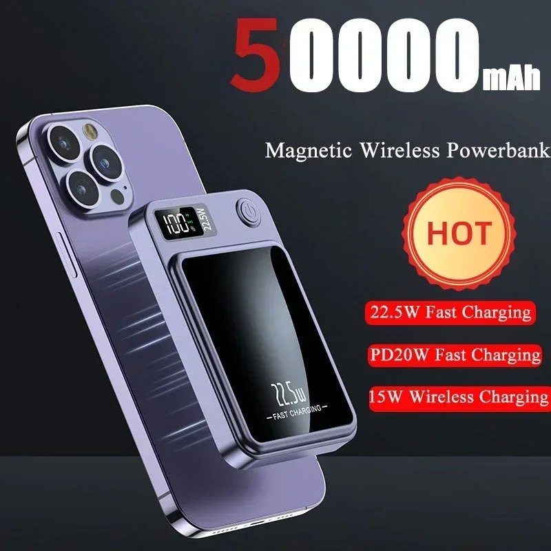 50000mAh Wireless Magnetic Mini Power Bank Magsafe Fast Charging Light And Thin Portable Waterproof  for iPhone