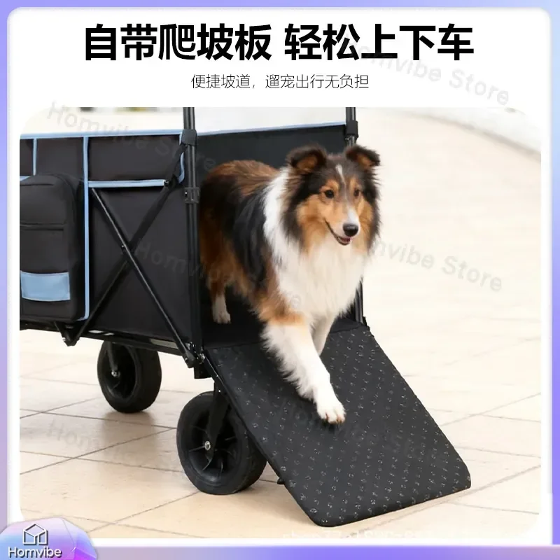 Large Pet Stroller Foldable Dog Cat Carrier Outdoor Camping Shopping Trolley Heavy Duty Trailer for Big Dogs Cats Easy Push
