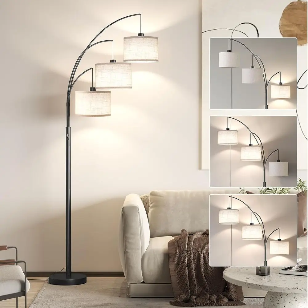 

78 Tall Standing Lamp with Hanging Drum Shade, Elegant Arc Floor Lamp for Living Room, Bedroom, or Office