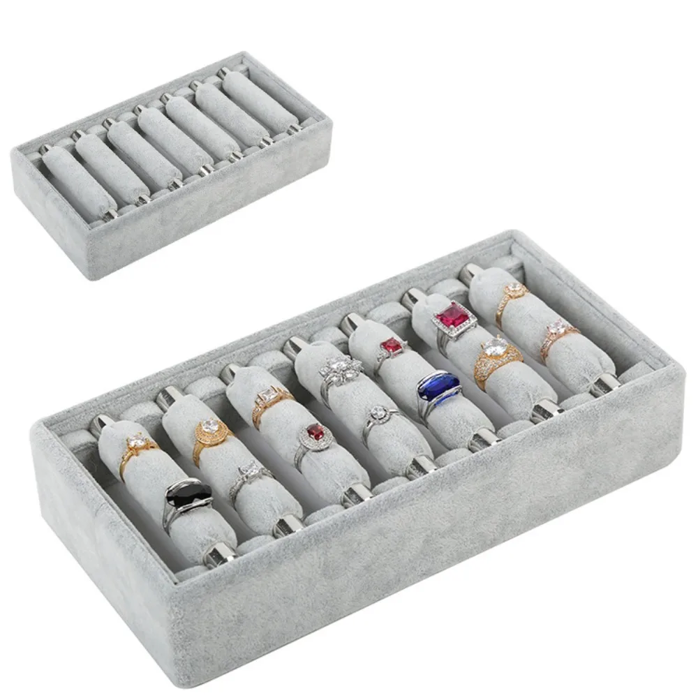 Samt-Schmuck-Display, exquisiter Schmuck-Ringhalter, tragbarer Ring-Ohrring-Organizer, Aufbewahrungstablett für Einkaufszentellershows