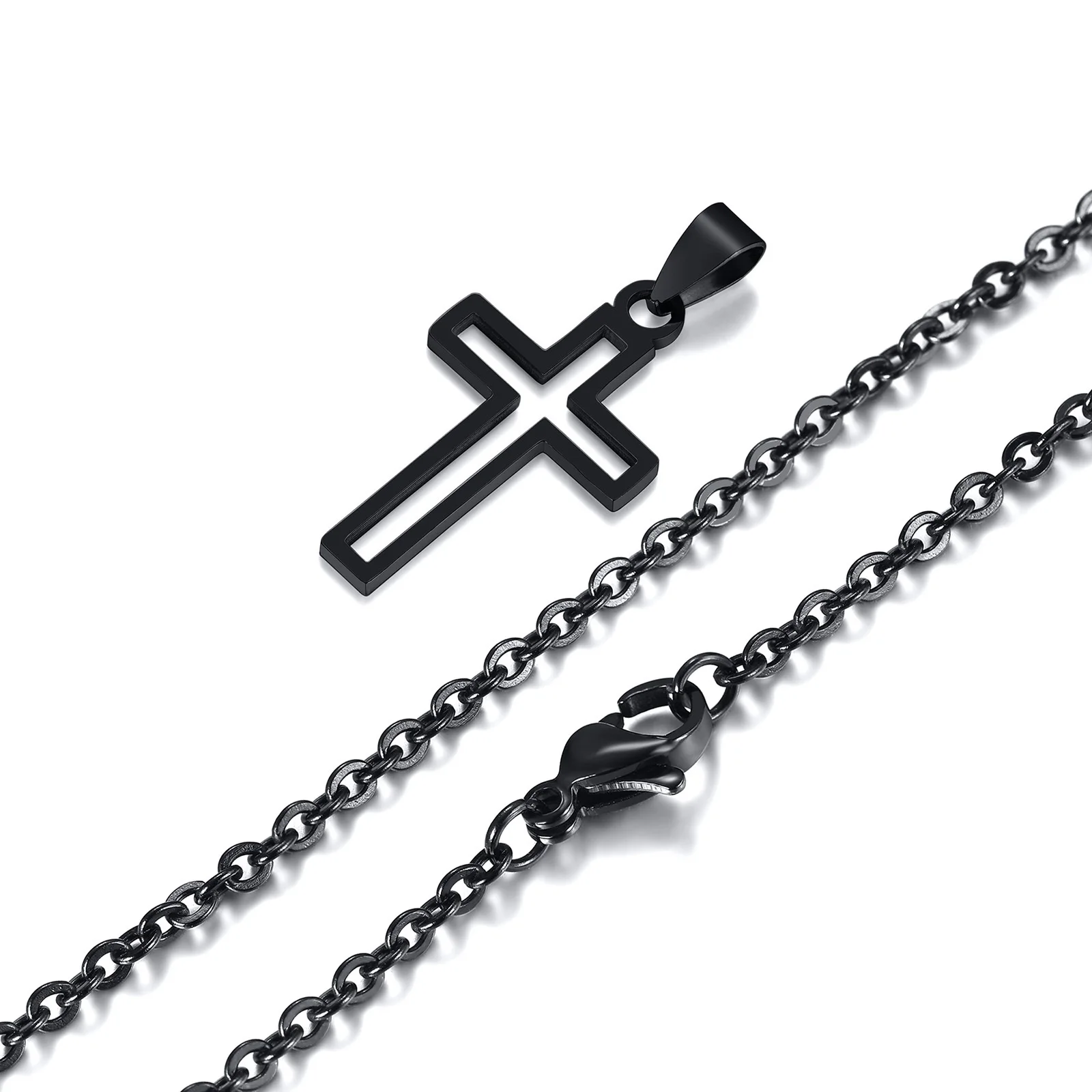Herren ausschnitt Kreuz Halsketten, wasserdichter Edelstahl hohl Kreuz Anhänger Kragen, religiöser Glaube Christus Geschenks chmuck