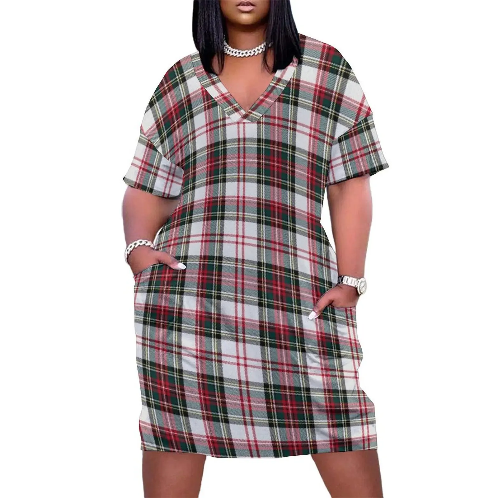 

Clan Stewart Dress Tartan Plaid Pattern tartan Stuart Outlander Loose Pocket Dress Clothing female prom dress