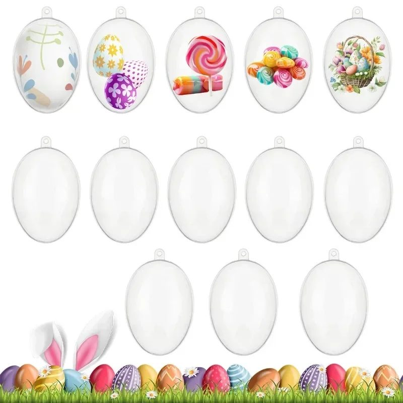 Premium  10/20/30Pcs 4.4x6cm Clear Plastic Egg Shaped Balls Hollow Fillable Hanging Ornaments for Home Decor