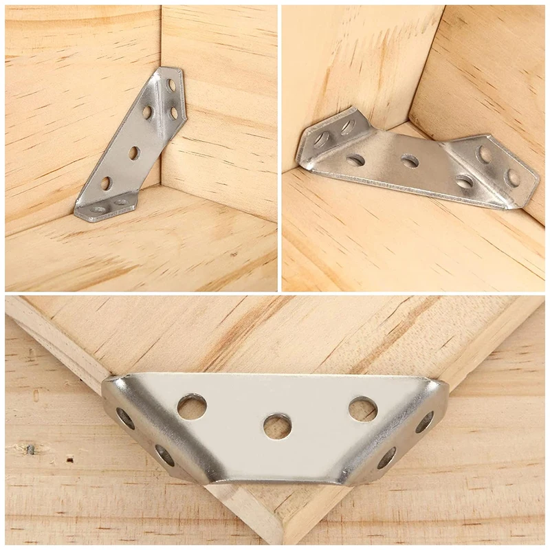 2-8 PCS Stainless Steel Trapeziform Angle Brackets, Trapezoid Corner Braces for Shelf Support, Triangle Joint Fasteners