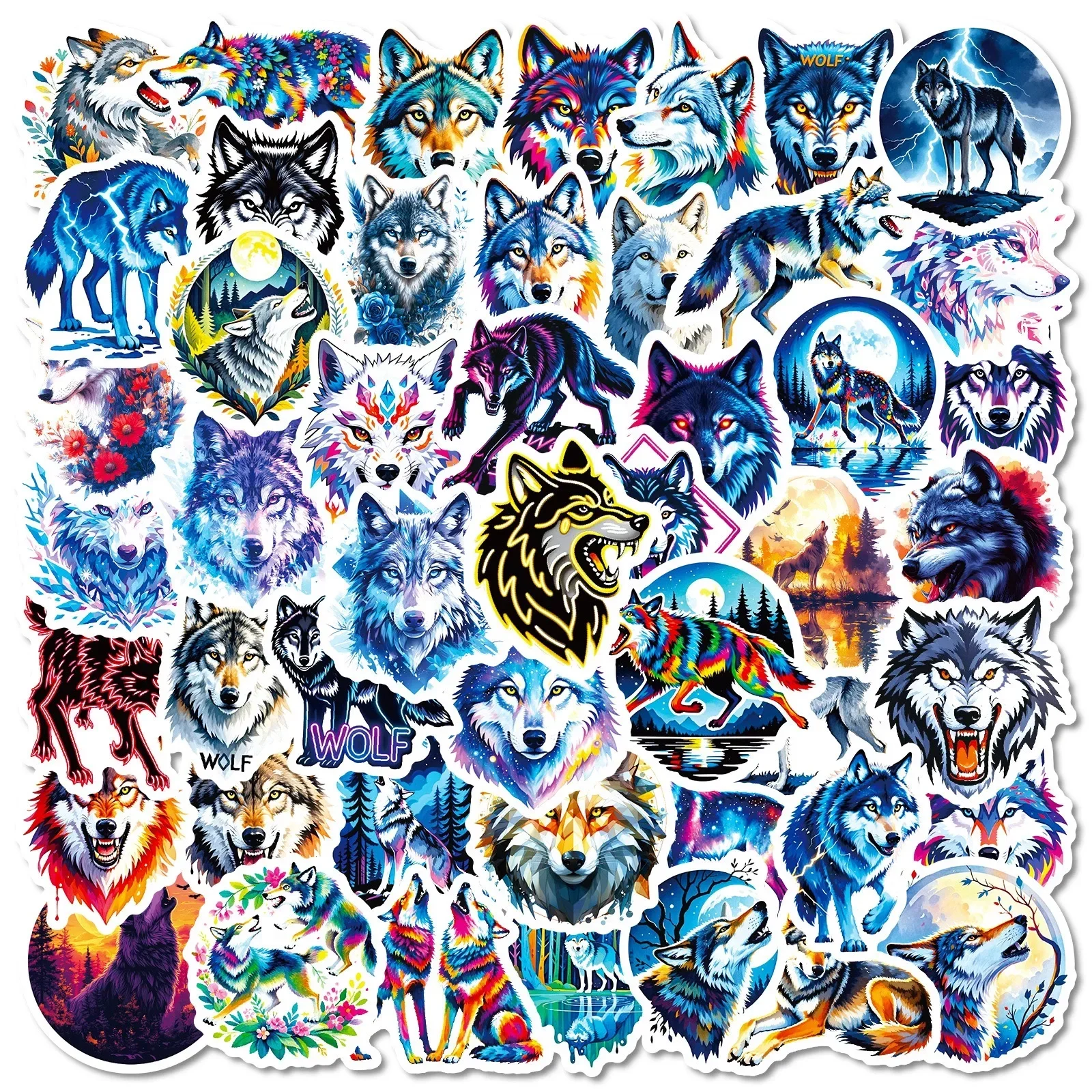 56 Stück coole Tier-Wolf-Graffiti-Aufkleber, DIY, Laptop, Motorrad, Telefon, Auto, Fahrrad, Gitarre, Gepäck, Sammelalbum, coole Aufkleber, Kinderspielzeug