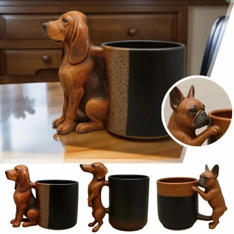 

Dachshund Coffee Mug Handcrafted Bulldog Mug Funny Resin Animal Mug Personalized Gift for Dog Lovers