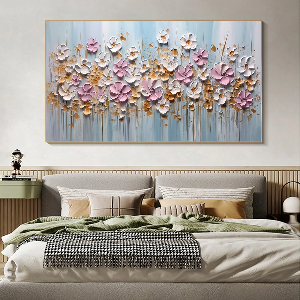 Hand Painted Oil Paintings Original Colorful Flower Oil Painting On Canvas Abstract Blooming Floral Art Living Room Home Decor