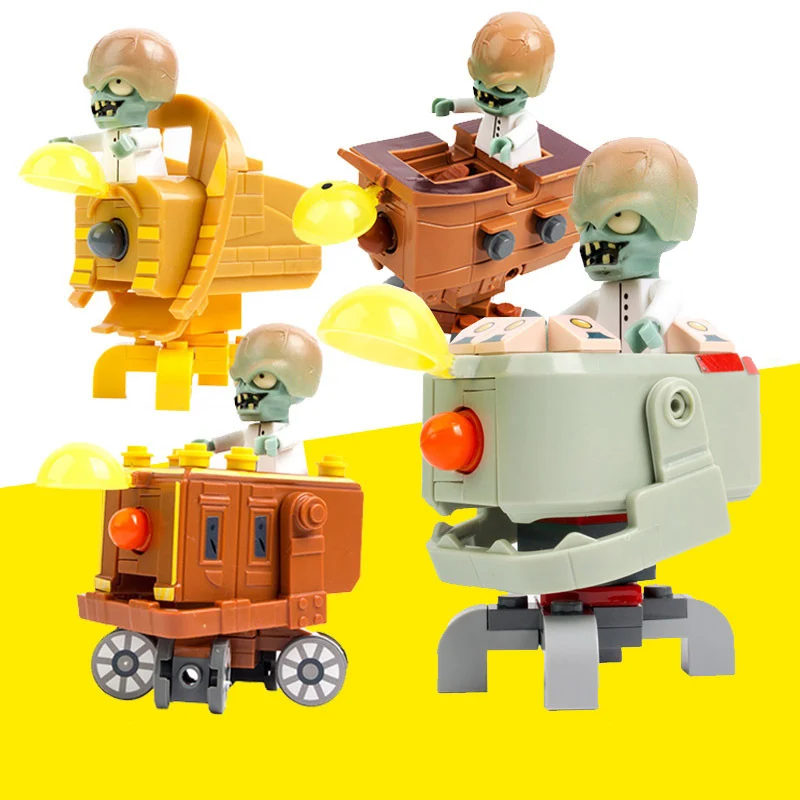 Plants vs. Zombies Mini BOSS Scene Model Dolls Wild West Far Future Ancient Egypt Pirate Seas Assembly Building Blocks Kids Toys